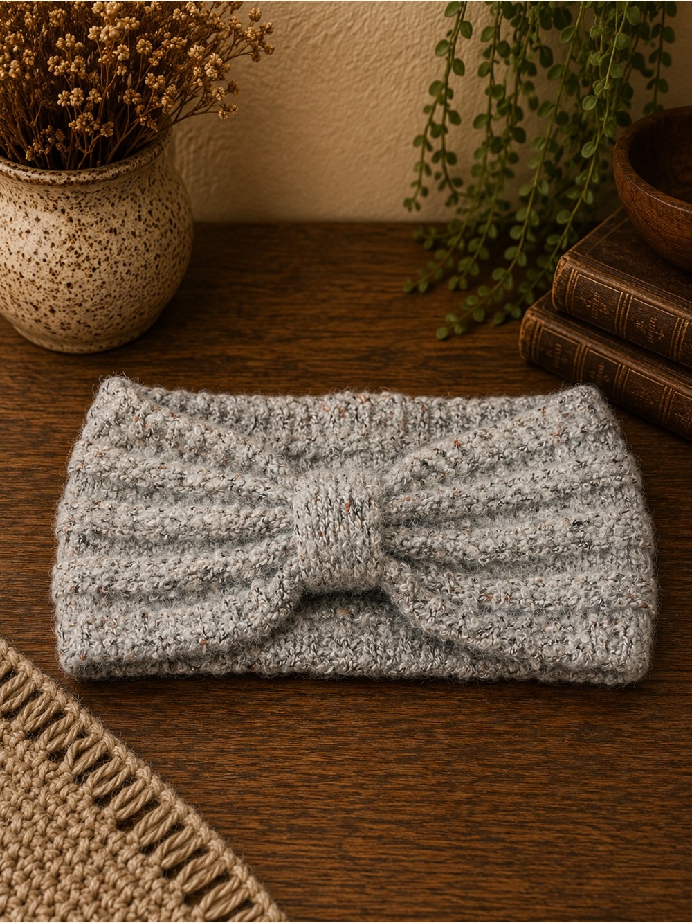 Cedarwood Threads Women’s Knitted Knot Headband Headwrap Gray‎